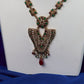 Antique Emerald Ruby Shield Pendant Necklace