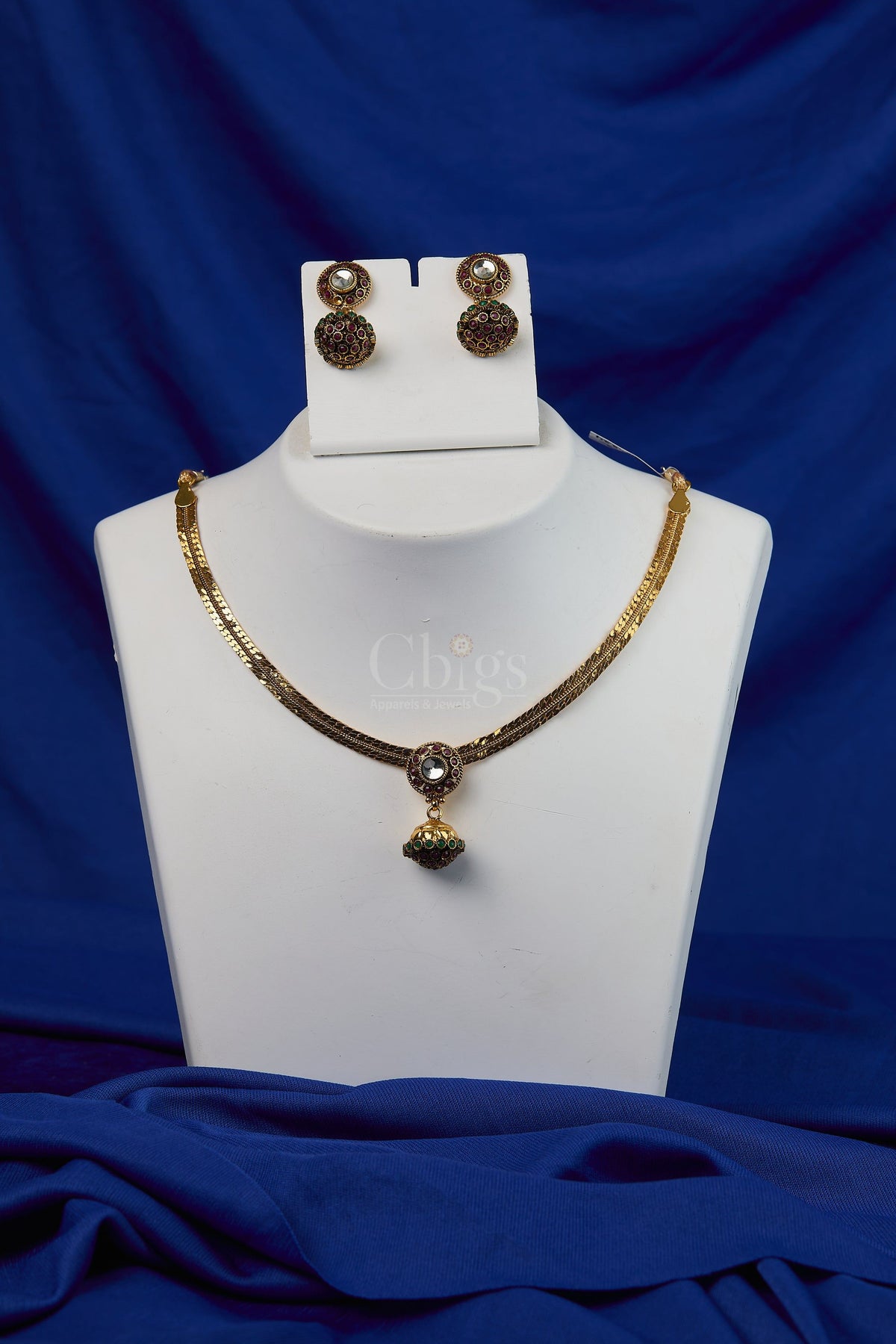 Antique Minimal Kundan Bell Pendant Necklace