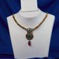 Antique Emerald Ruby Twin Medallion Necklace