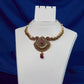 Antique Ruby Sunburst Temple Pendant Necklace