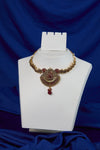 Antique Ruby Sunburst Temple Pendant Necklace