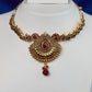 Antique Ruby Sunburst Temple Pendant Necklace