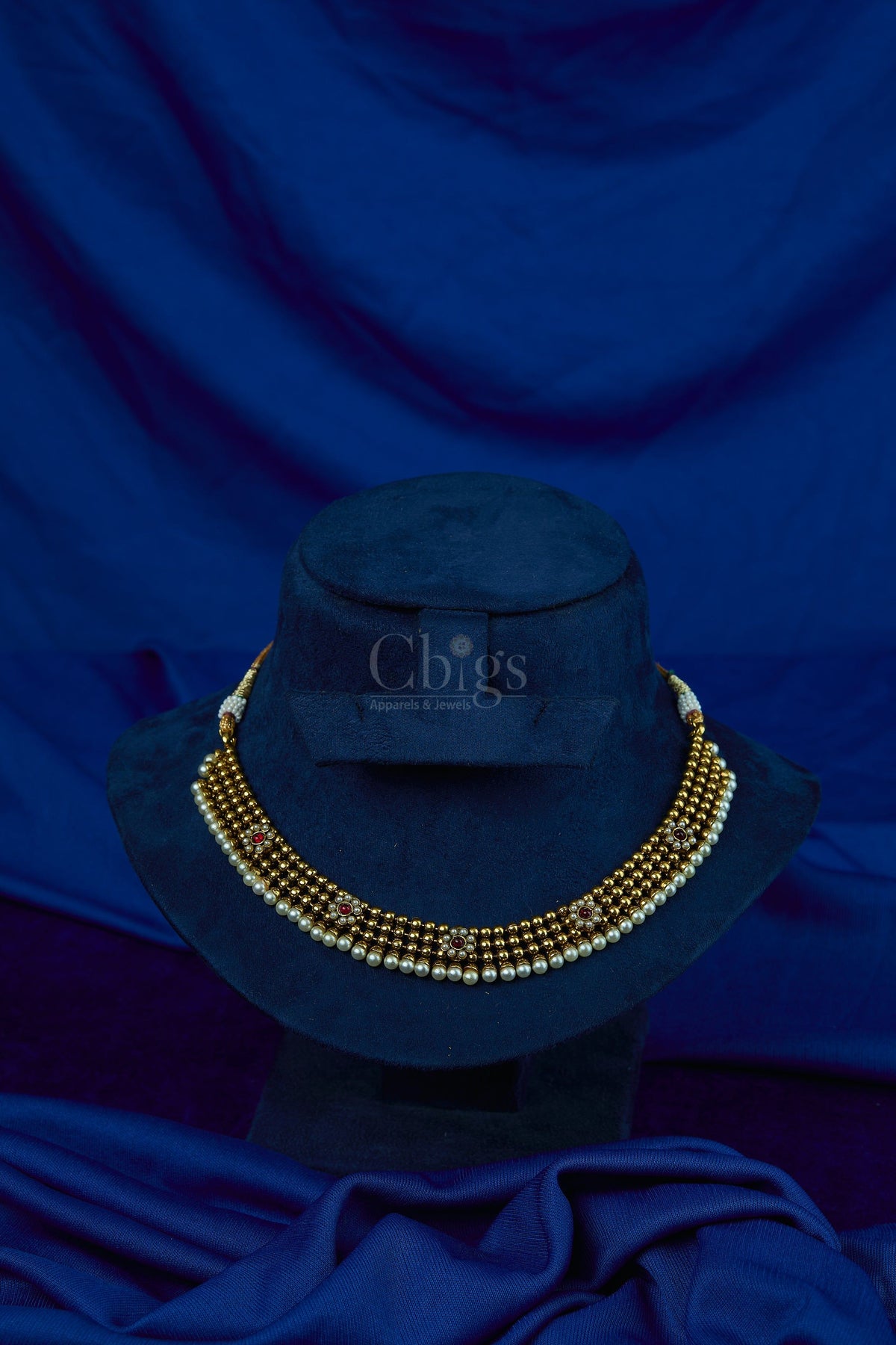 Layered Pearl Bead Antique Collar