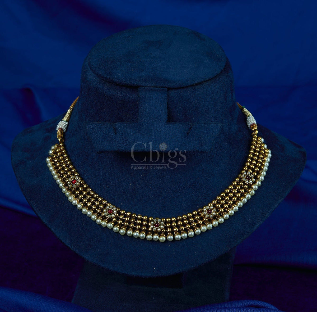 Layered Pearl Bead Antique Collar