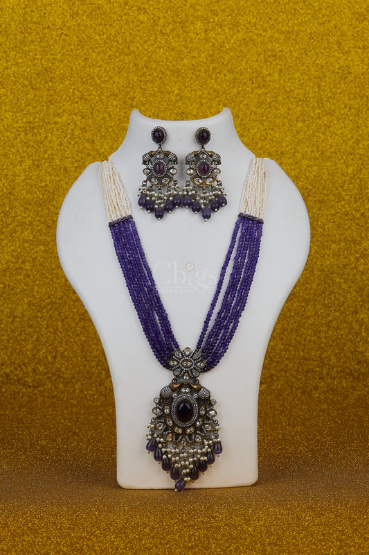 Antique Amethyst Pearl Victorian Pendant Necklace
