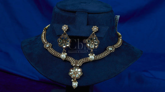 Antique Pearl Blossom Drop Necklace Set
