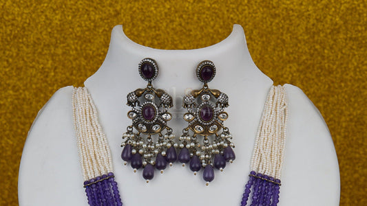 Antique Amethyst Pearl Victorian Pendant Necklace