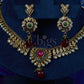 Antique Ruby Emerald Floral Temple Necklace Set