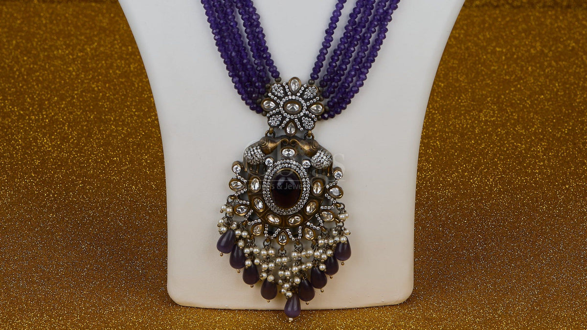 Antique Amethyst Pearl Victorian Pendant Necklace
