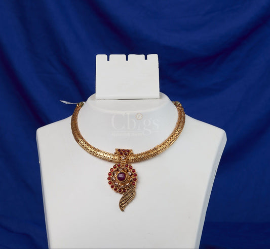Antique Ruby Paisley Drop Necklace