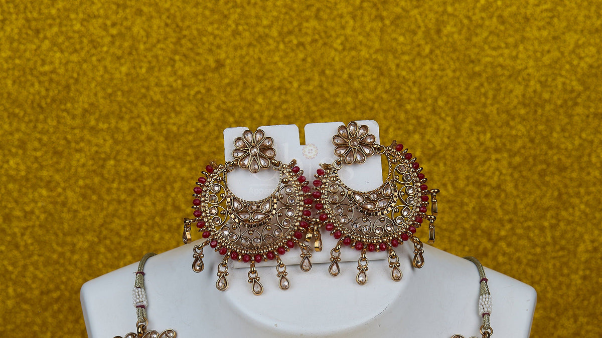 Antique Ruby Kundan Crescent Choker Set