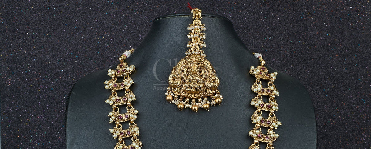 Antique Lakshmi Temple Long Haram Set