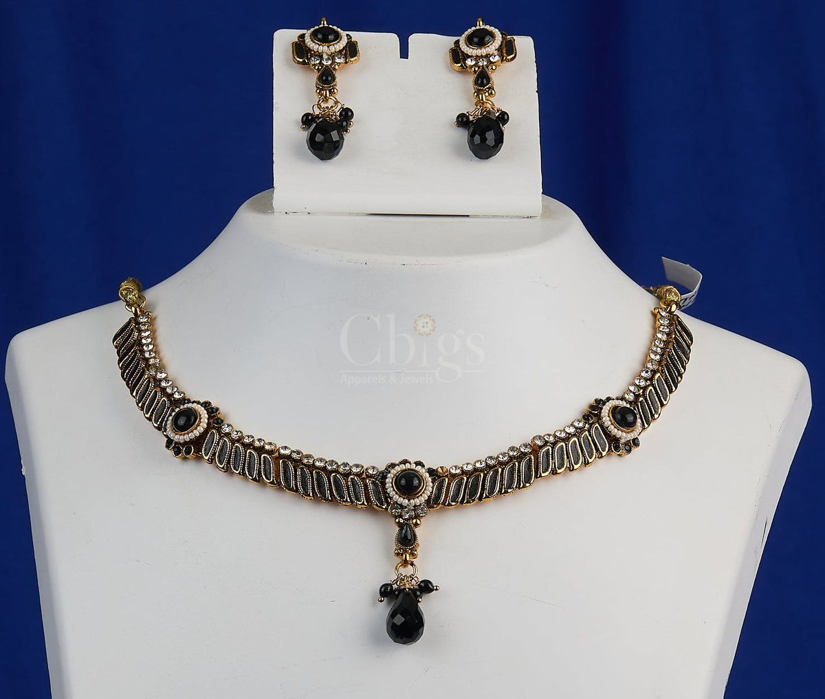 Antique Black Onyx Link Necklace Set