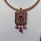 Antique Ruby Filigree Panel Pendant Set