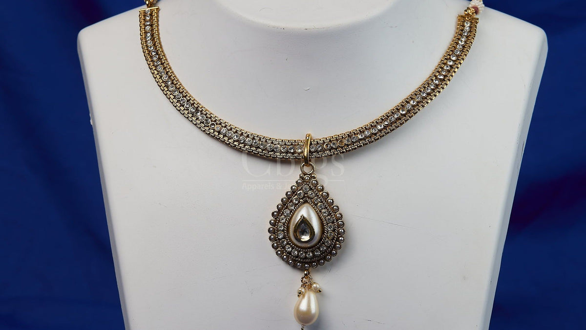 Antique Pearl Kundan Teardrop Collar