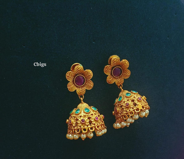 Temple Matte gold jhumka
