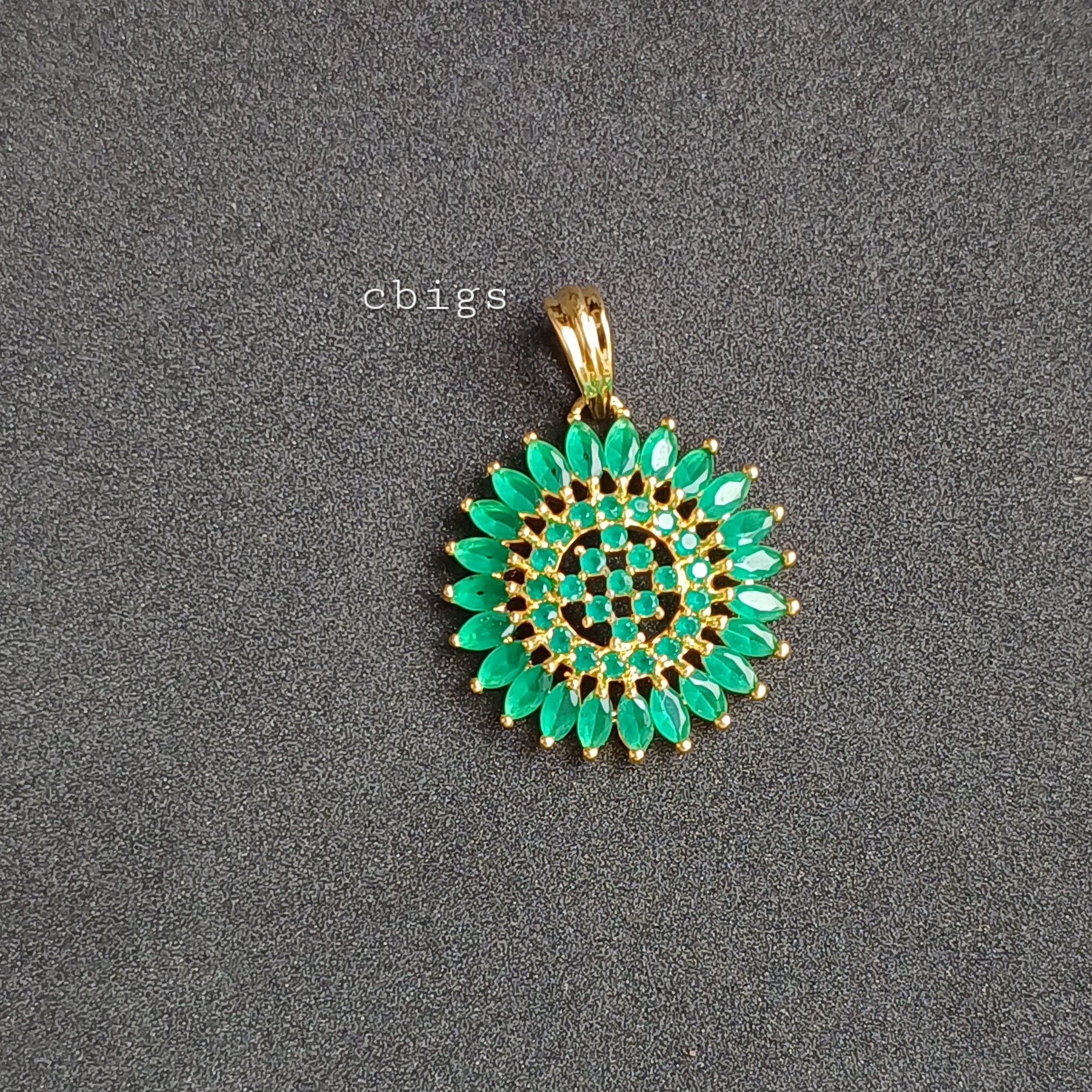 Emerald semi precious pendant with earring set