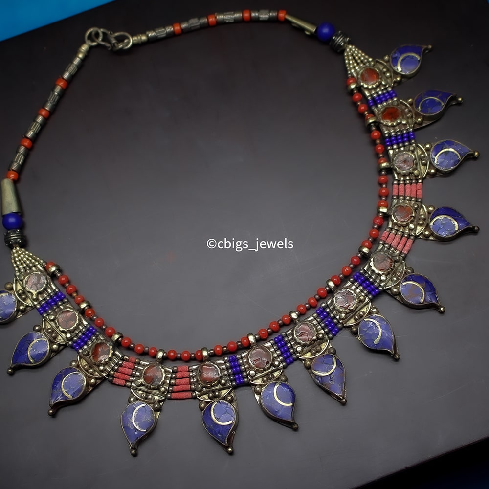 Bold and Beautiful Tibetan Necklace with Semi-precious Beads