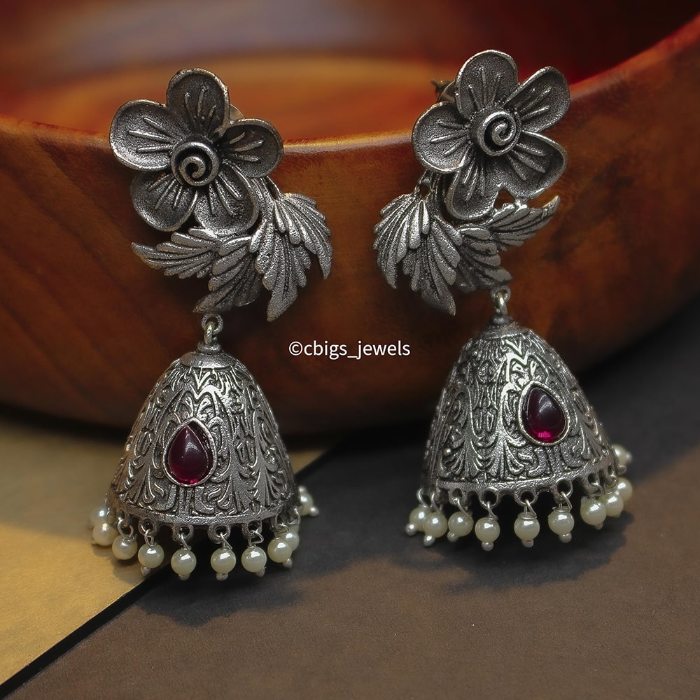 Silver Oxidized Jumka