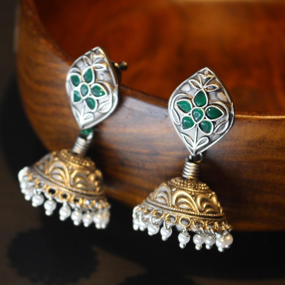 Oxidized Silver and Diamond Pear Shape Drop Earrings – The Jewel