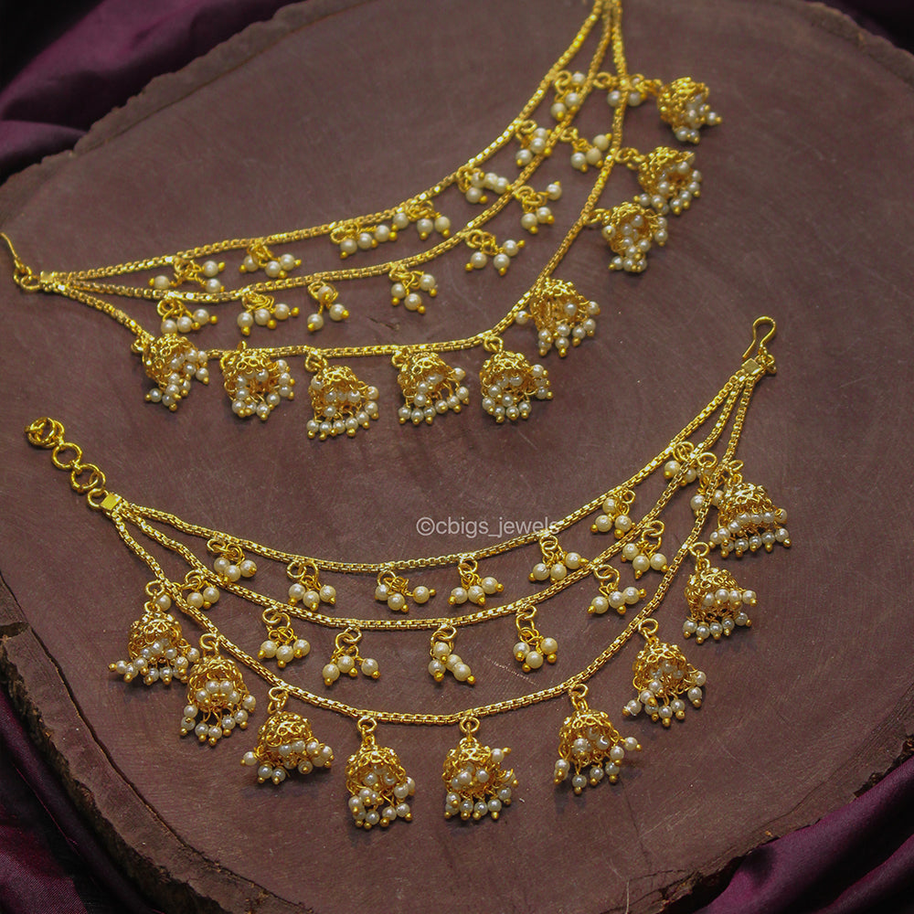 Antique Gold Finish Maati with Pearls