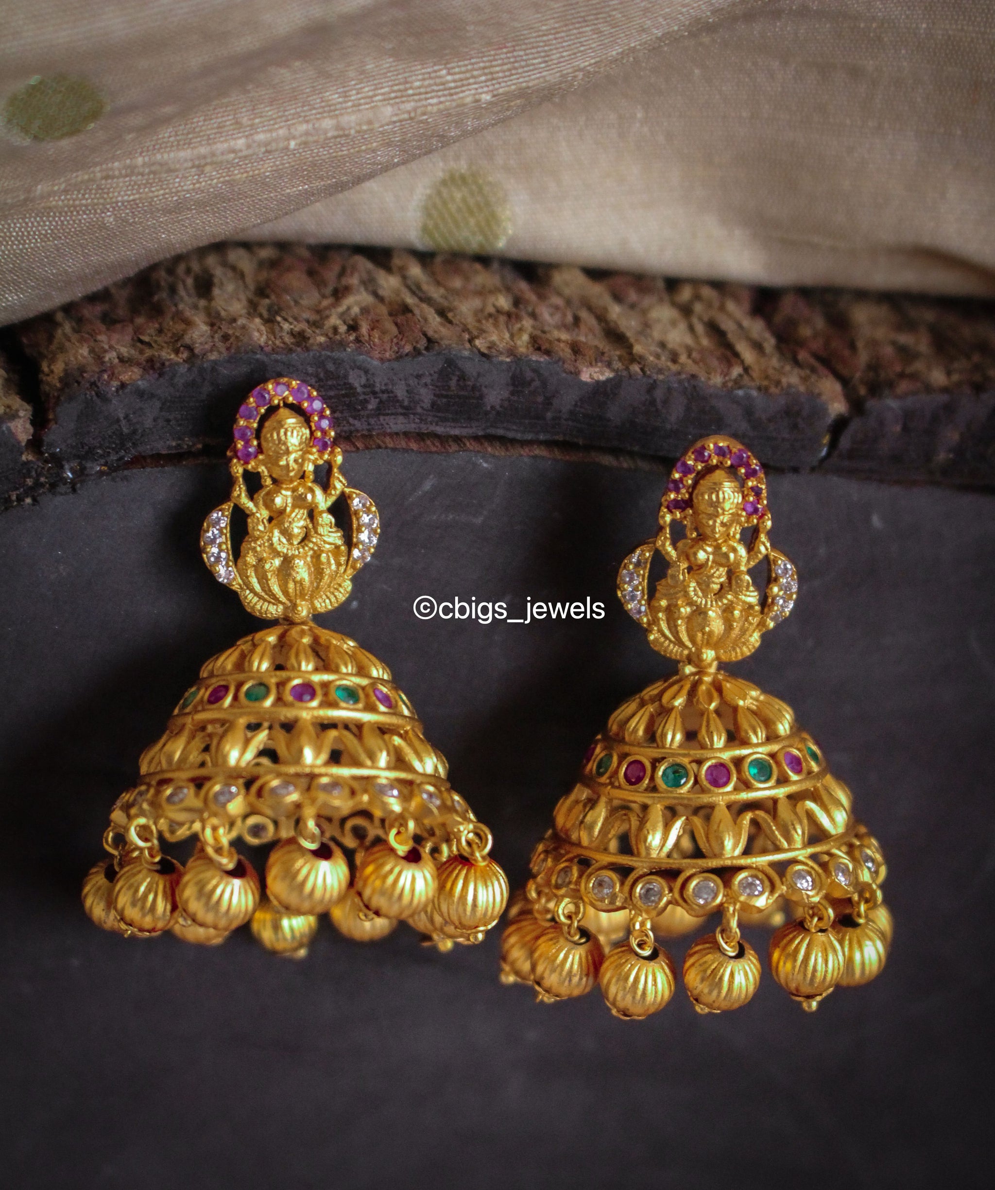 Temple Matte Multicolor AD Stone Earrings