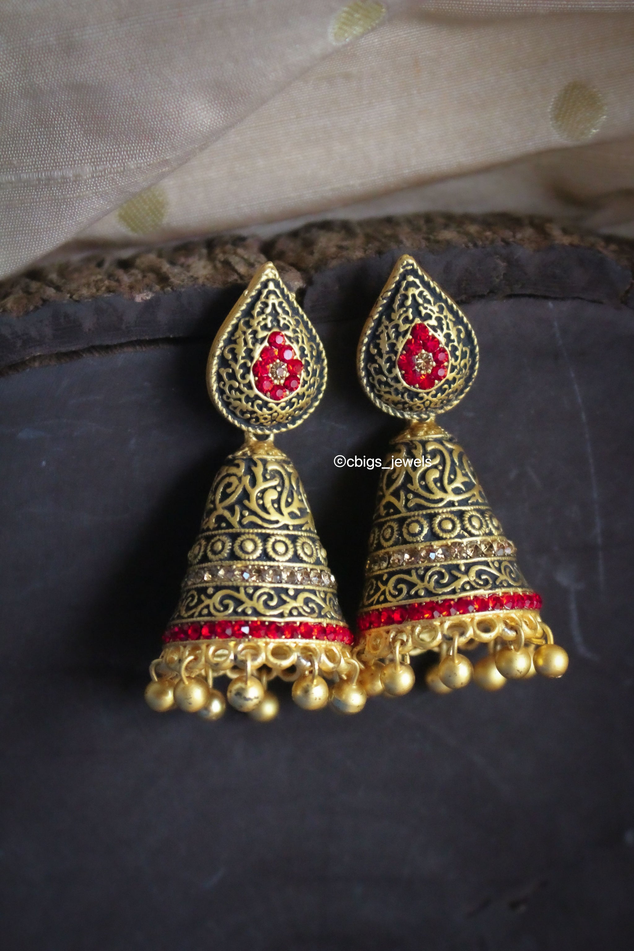 Antique Minakari Enamel Earrings
