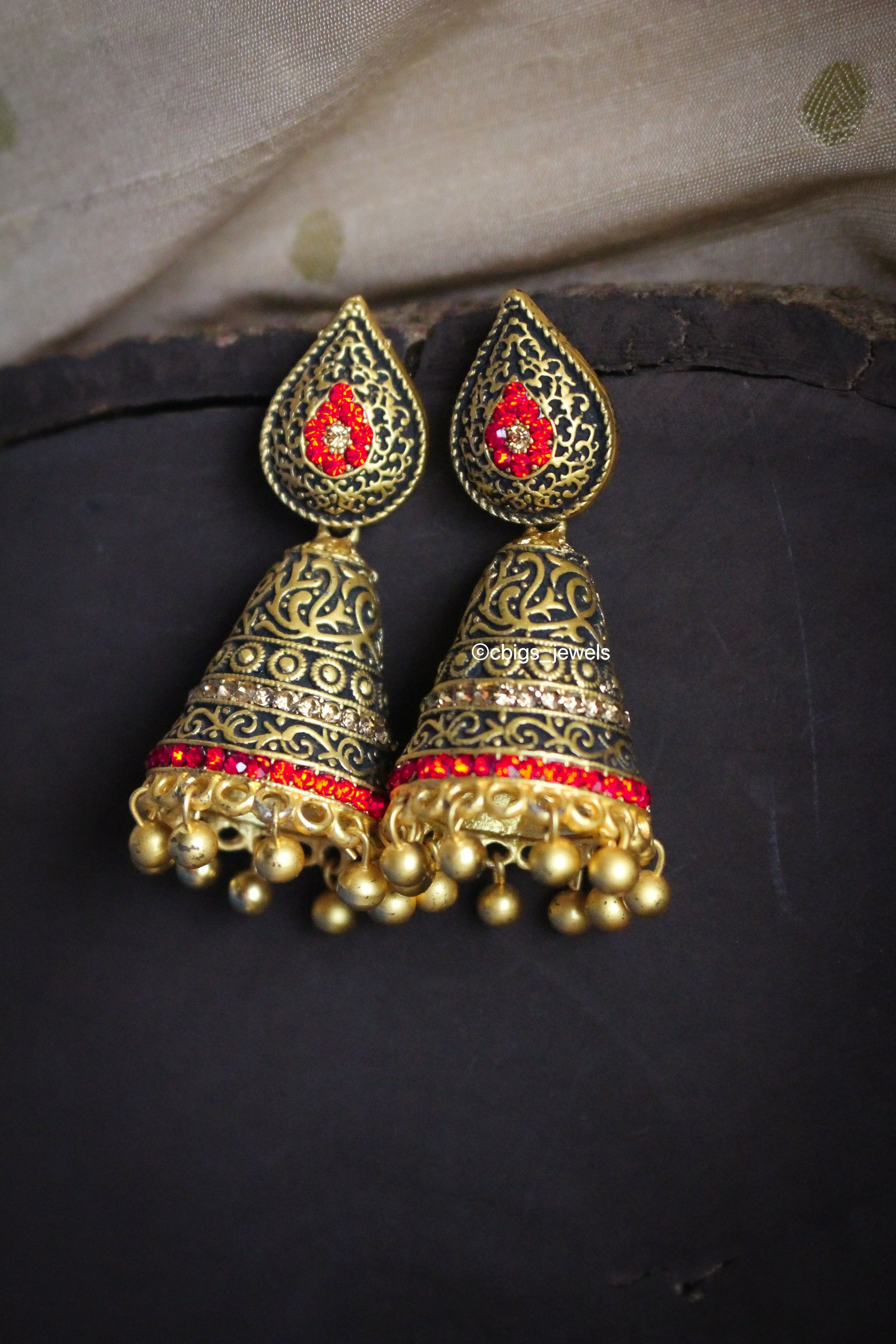 Antique Minakari Enamel Earrings