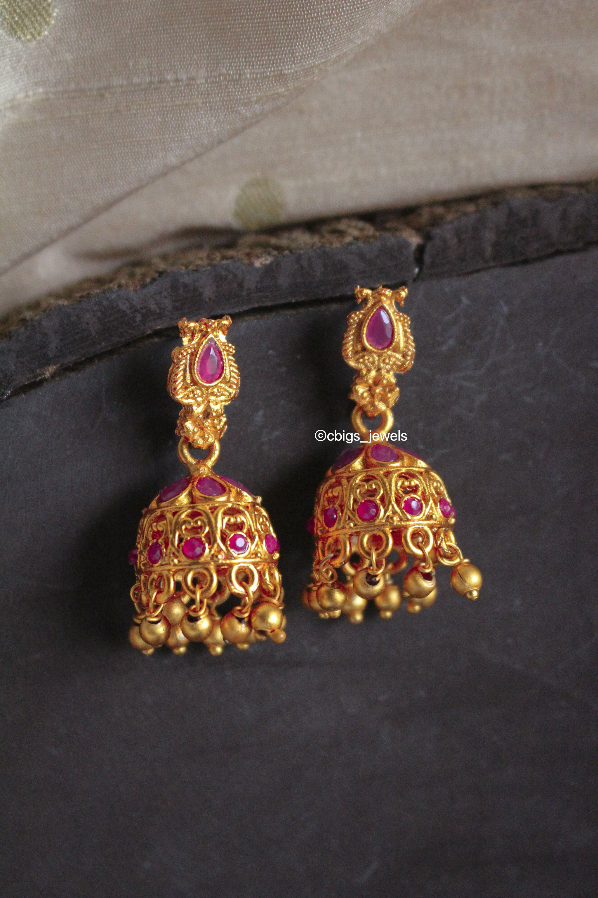 Semi-precious Ruby Stone Earrings