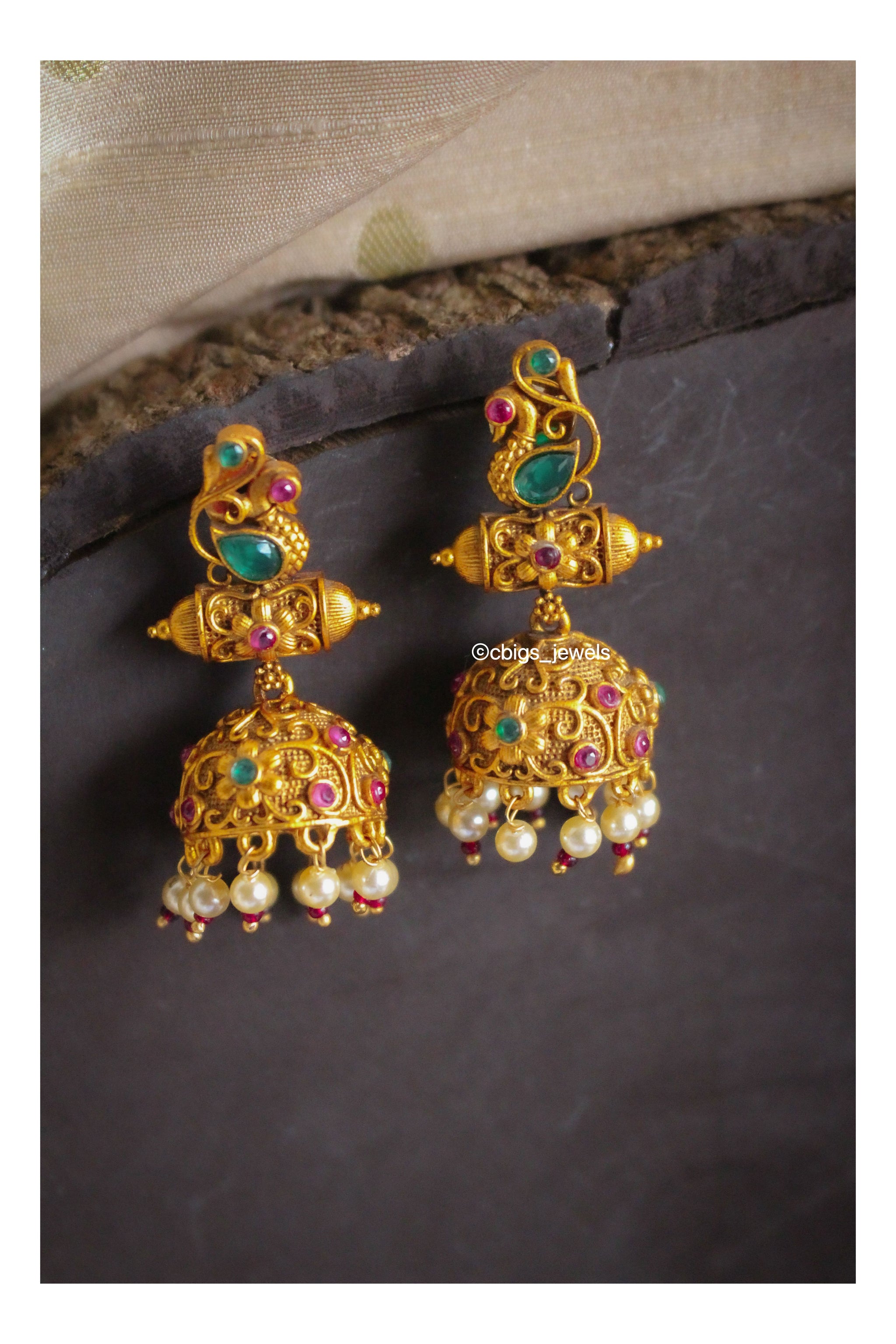 Indian Gold jhumkas/ Indian earrings /Jhumki/ light weight earrings/sm |  Erajewels