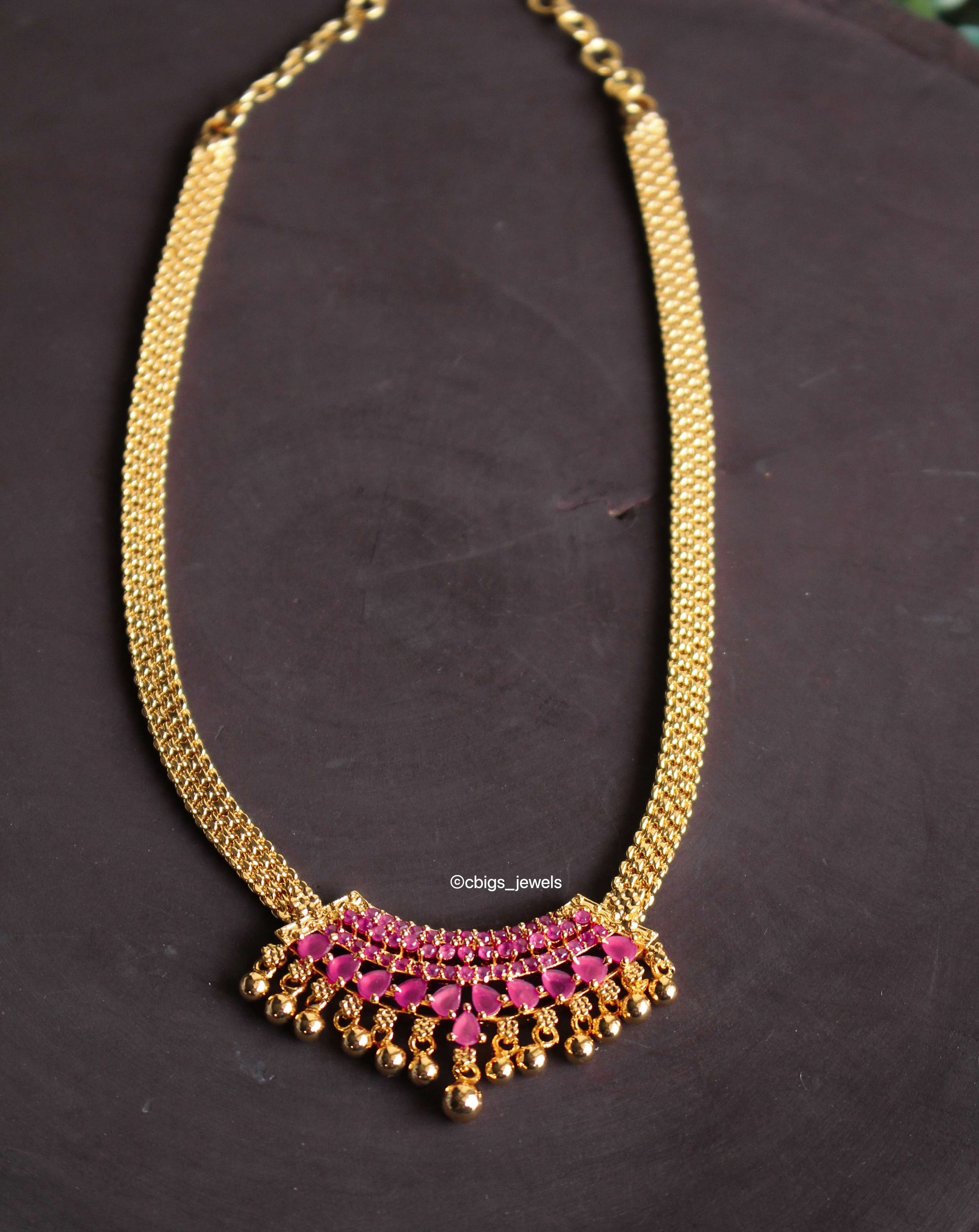 1gm Micropolish Short Necklace with Ruby Stones