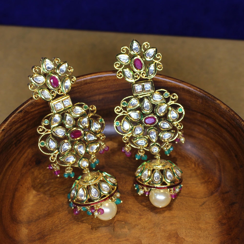 Exceptional Designer Minakari Kundan Earrings