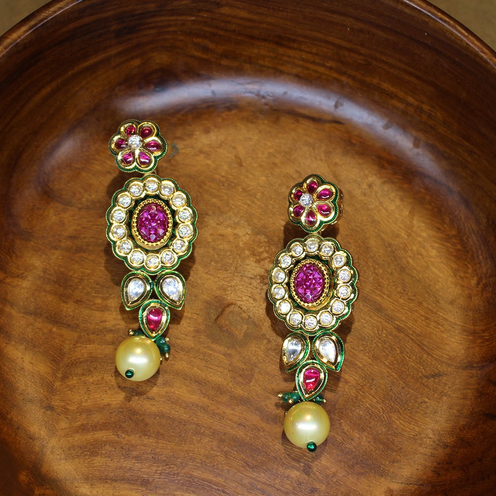 Exquisite Kundan Earrings with Precious Ruby Stones