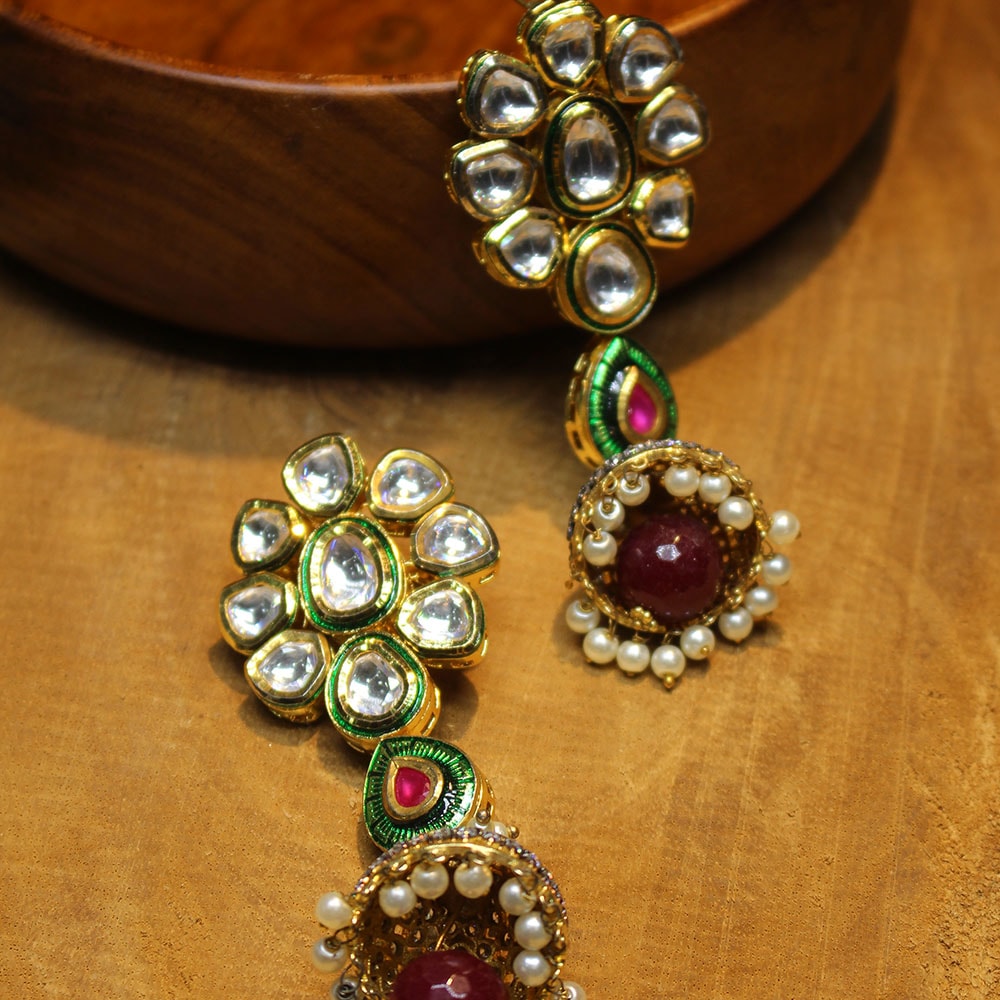 Designer Minakari Kundan Jumka