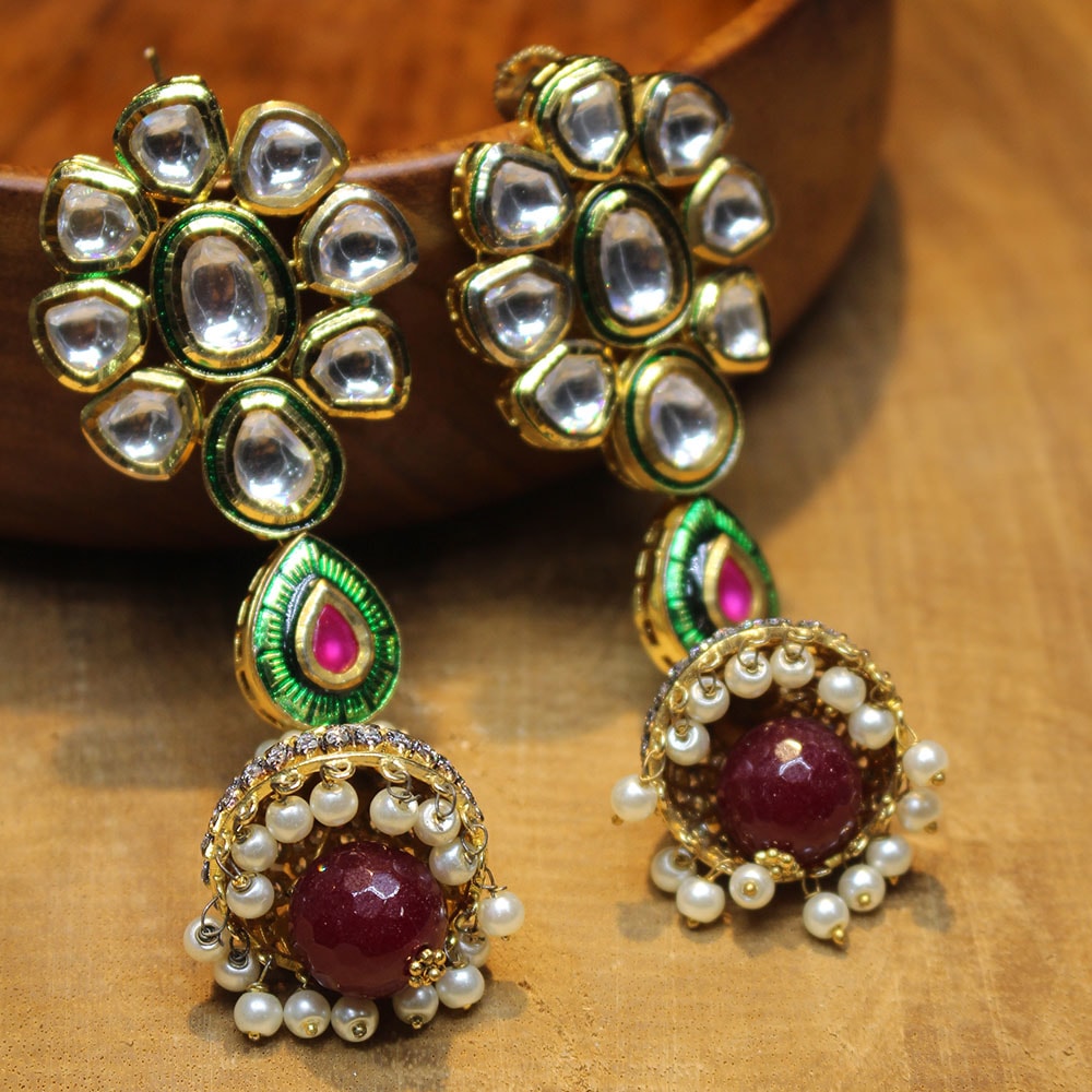 Designer Minakari Kundan Jumka