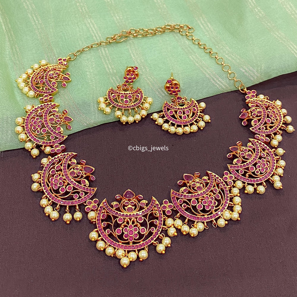 Antique Paisley Necklace with Ruby Stones