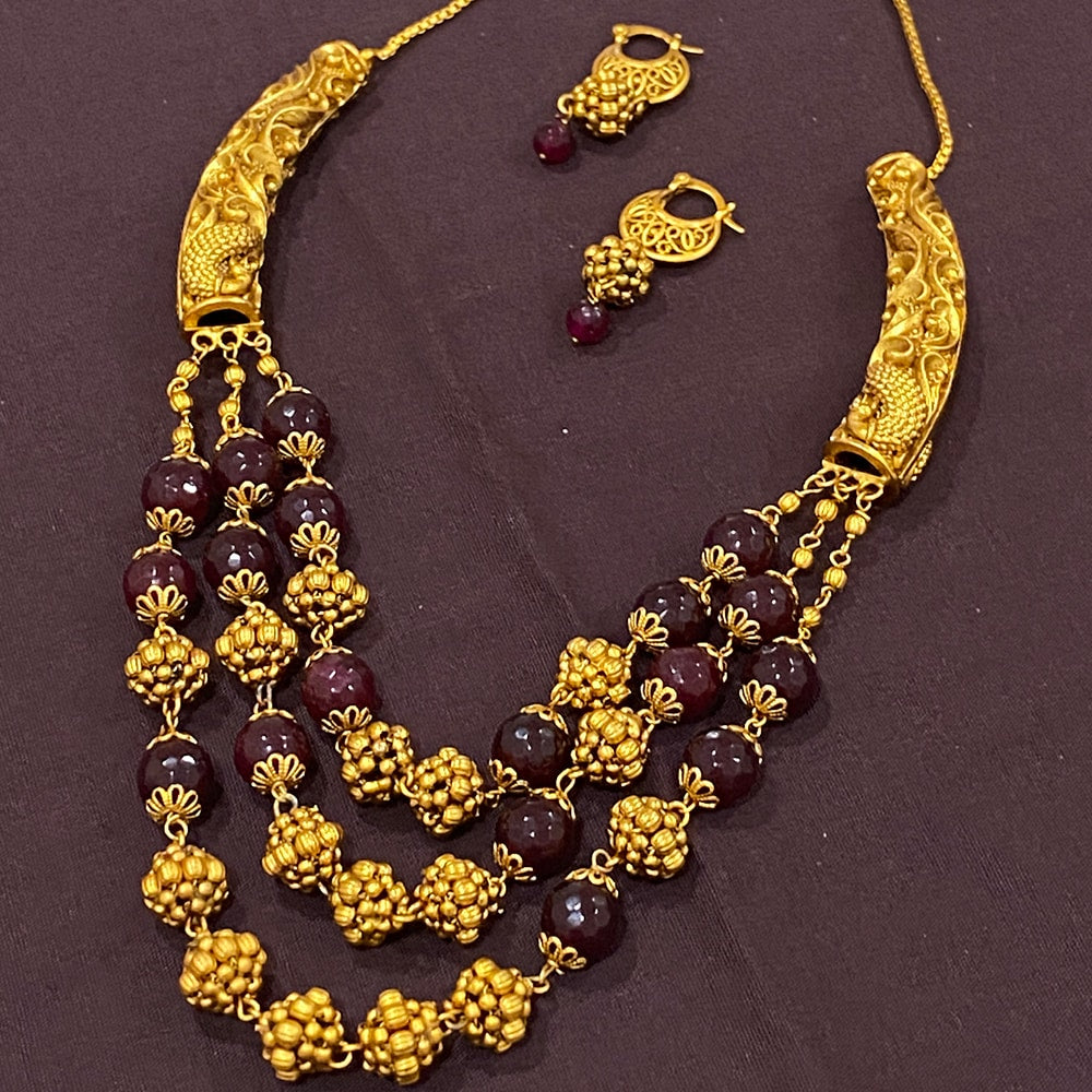 Antique 3 Line Garnet Necklace